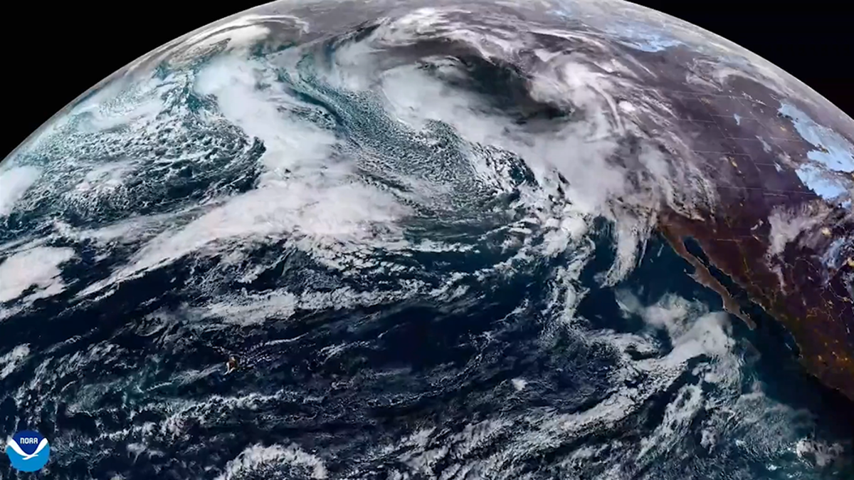 ‘Atmospheric river events’ above US west coast captured in satellite imagery timelapse