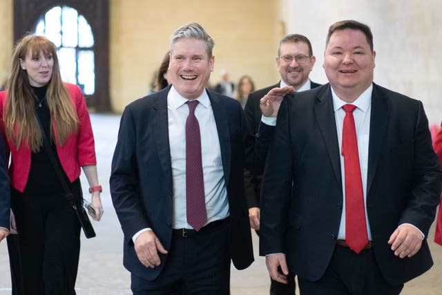 Labour leader Keir Starmer (left) welcomes Andrew Western (Stefan Rousseau/PA)