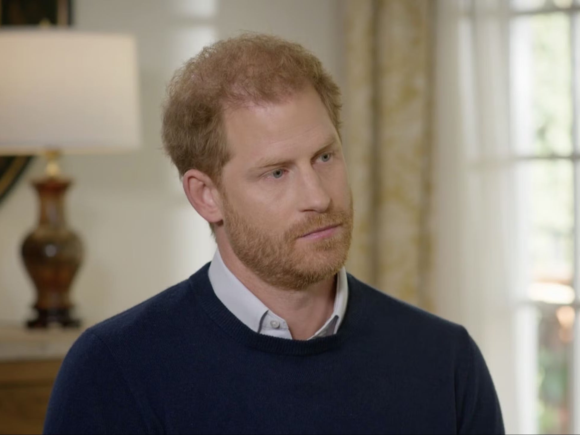 Prince Harry during his interview with Tom Bradby this week