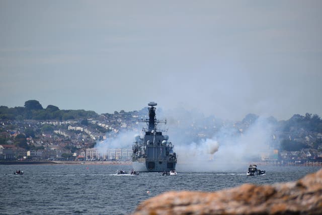 The Royal Navy said its warship HMS Portland, a Type 23 frigate, is monitoring the Russian guided missile frigate Admiral Gorshkov (Matthew Cooper/PA)