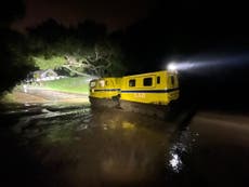 Residents of remote California canyon airlifted to safety after getting stranded by storms