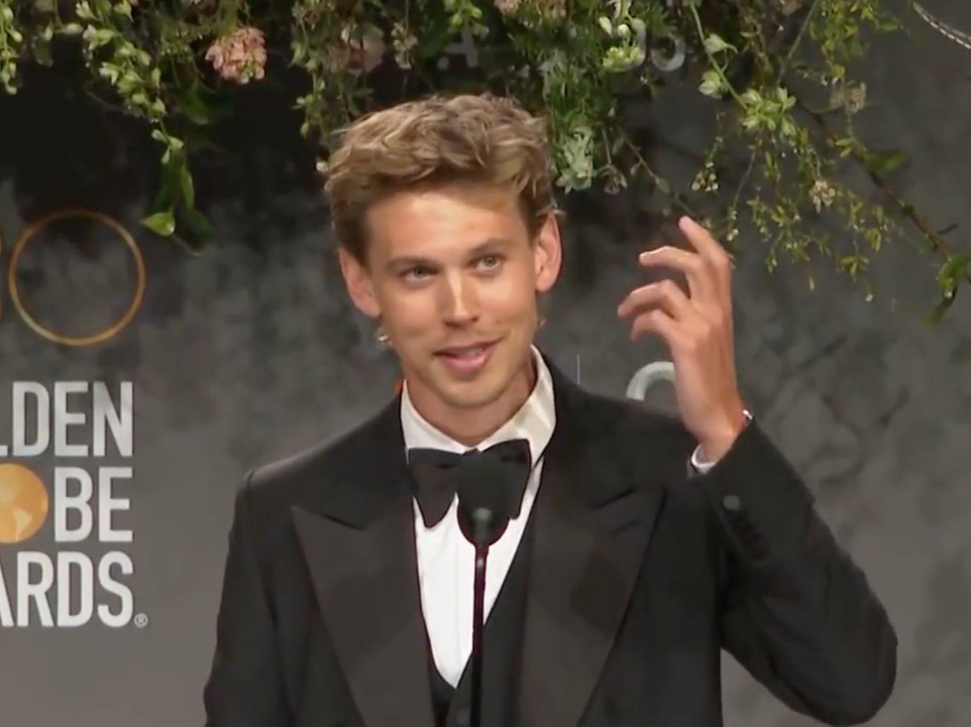 <p>Austin Butler at the Golden Globe Awards</p>