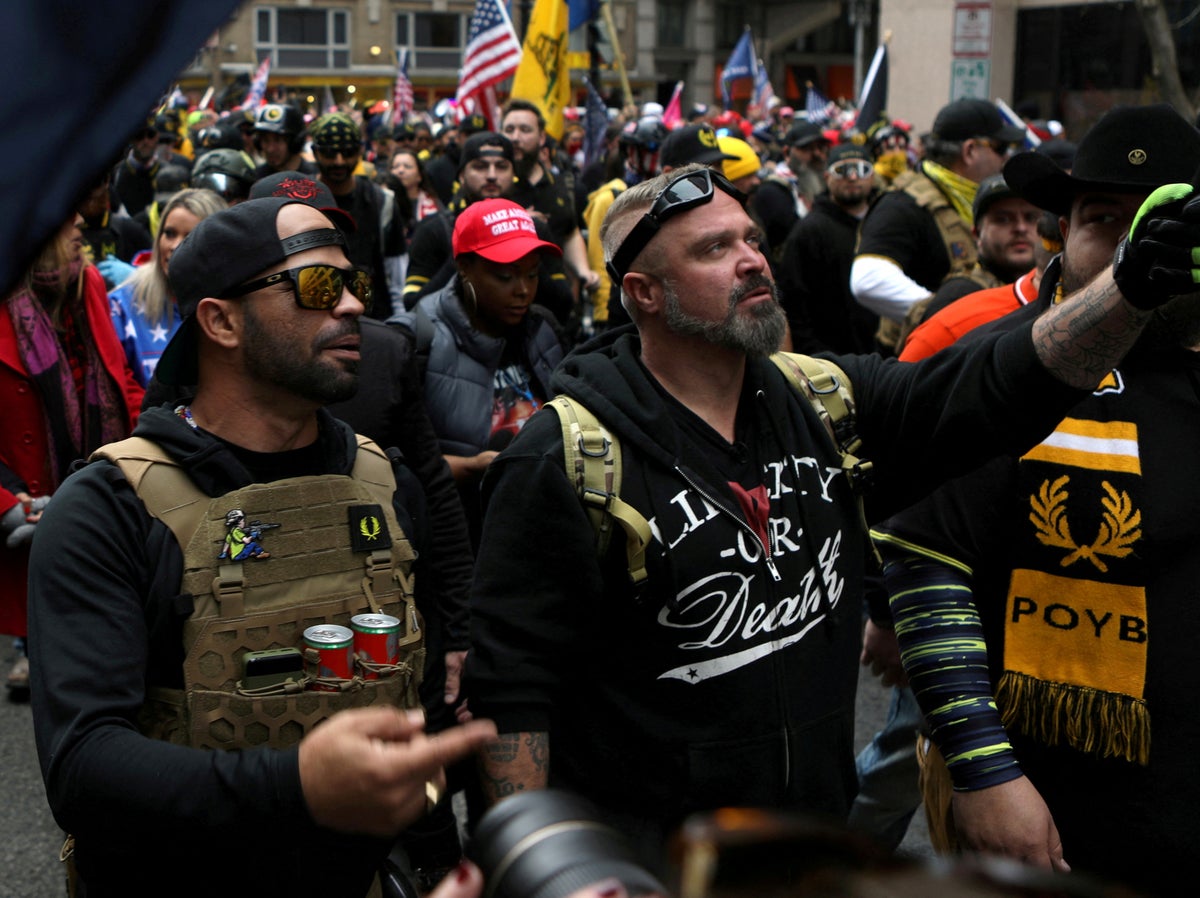 Proud Boys trial – live: Prosecutors say group ‘took aim at heart of democracy’ as sedition trial begins
