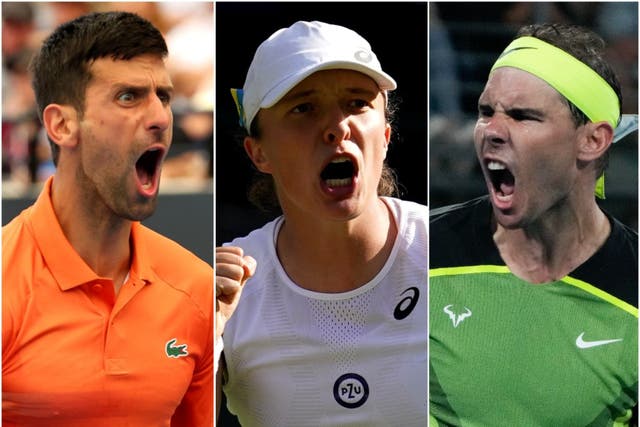 Novak Djokovik, Iga Swiatek and Rafael Nadal are three of the title favourites (Kelly Barnes/AP, John Walton/PA, Mark Baker/AP)