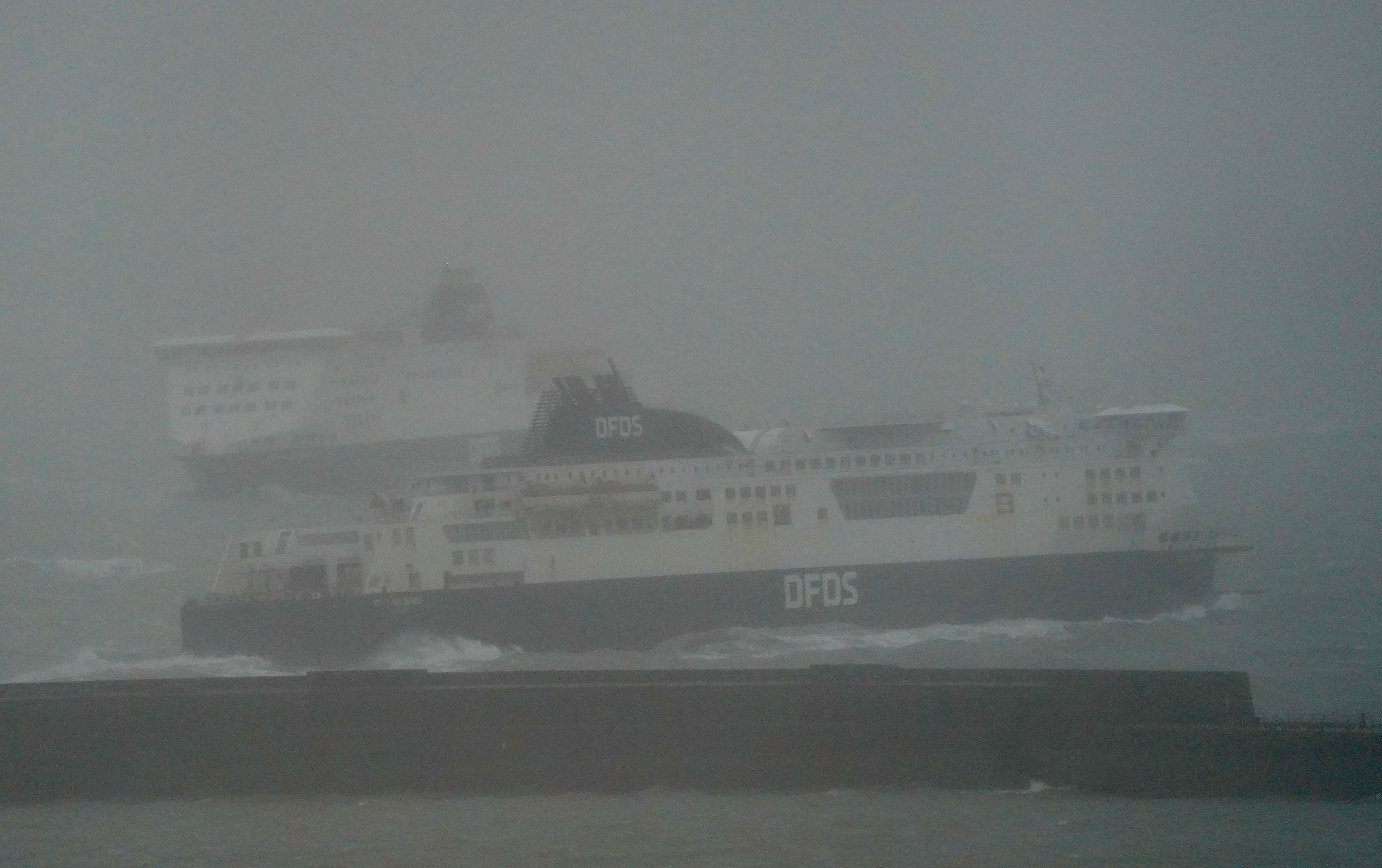 The major ferry port faces heavy rain