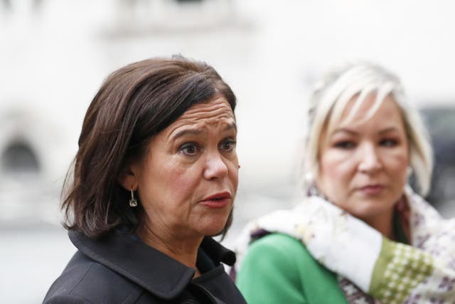 Sinn Fein leader Mary Lou McDonald (left) with the party’s vice president Michelle O’Neill (Peter Morrison/PA)