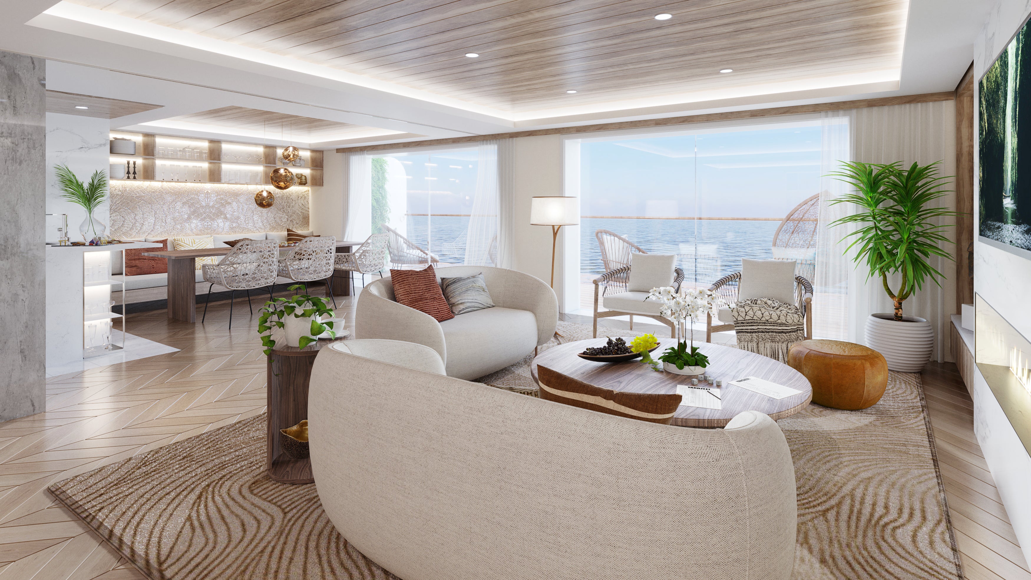 This sample residence is just one of 500 private rooms and apartments onboard the MV Narrative