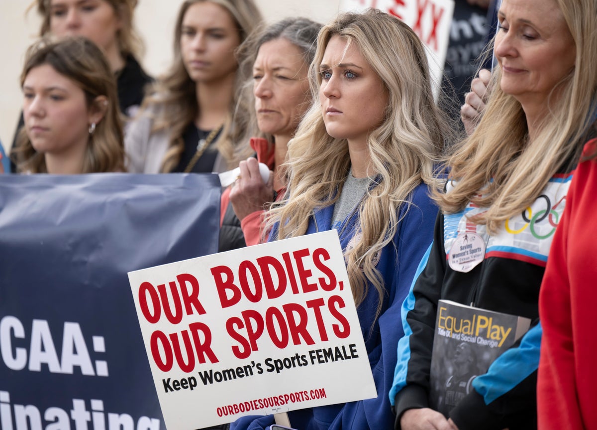 Demonstrators protest NCAA’s transgender athlete inclusion