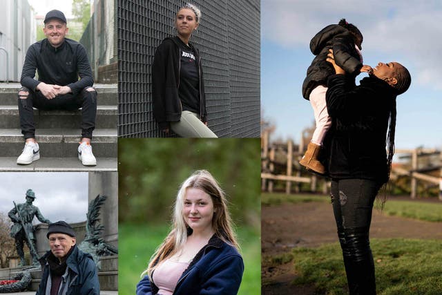 A composite of images from a library of realistic and evidence-led photographs of people experiencinghomelessness, launched by the Centre for Homelessness Impact (CHI)