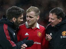 Manchester United midfielder Donny van de Beek out for rest of season due to injury