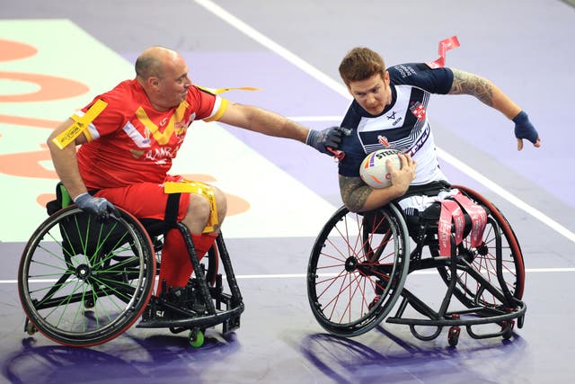 James Simpson (right) has announced his retirement from wheelchair rugby league (Bradley Collyer/PA)