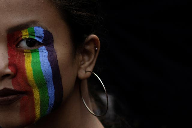 <p>File photo: A participant with a painted face takes part in Delhi Queer Pride March</p>