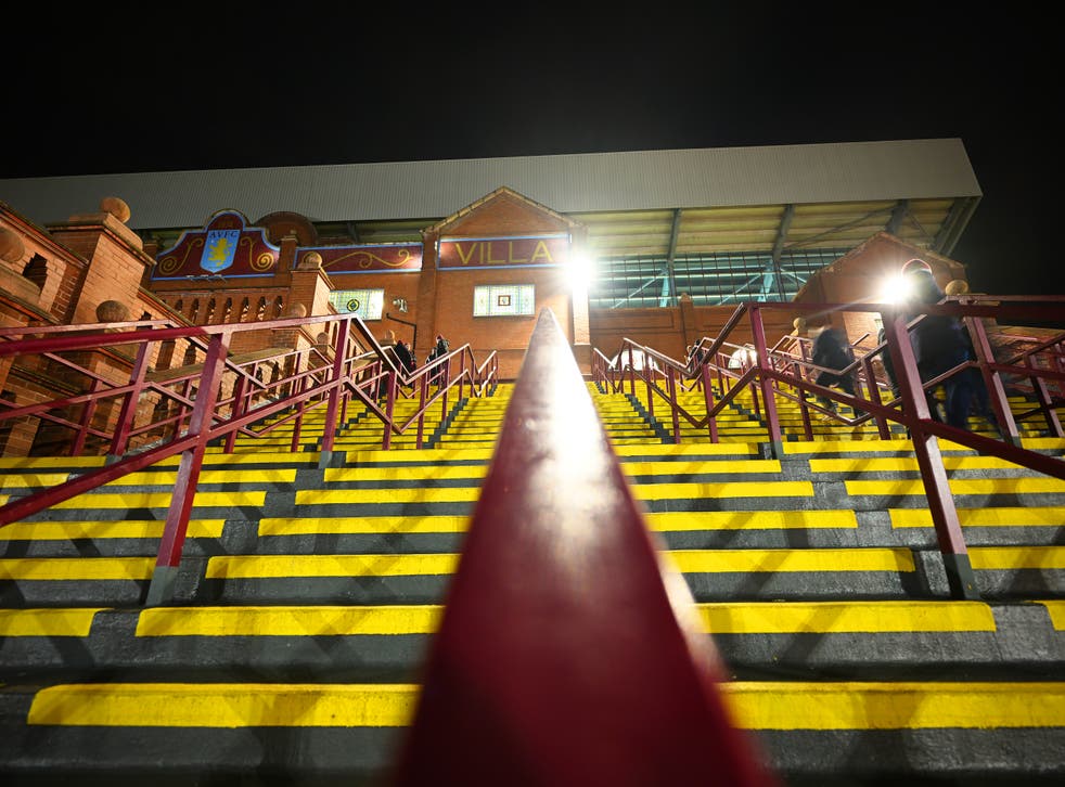 <p>Stairs outside Villa Park ahead of the night’s match with Leeds</p>