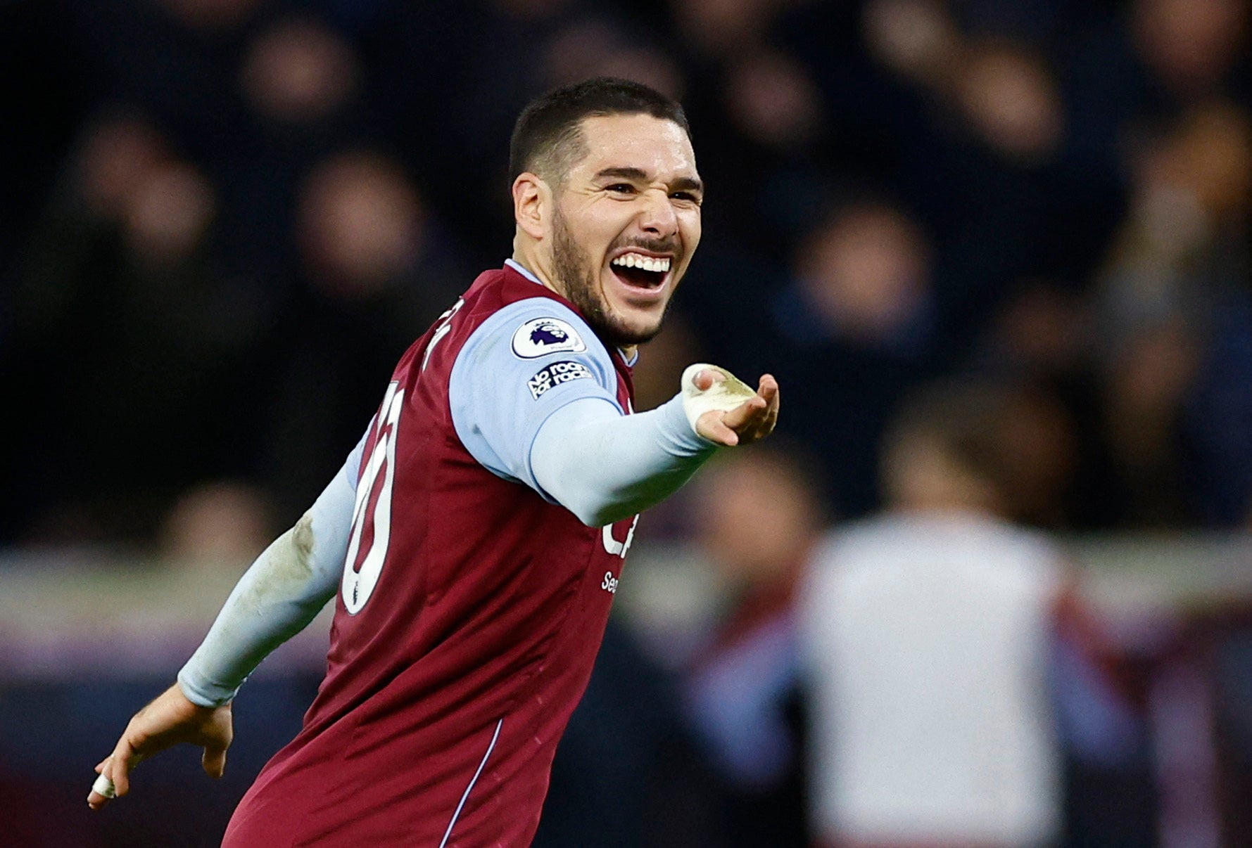 Emi Buendia celebrates scoring Aston Villa’s second goal
