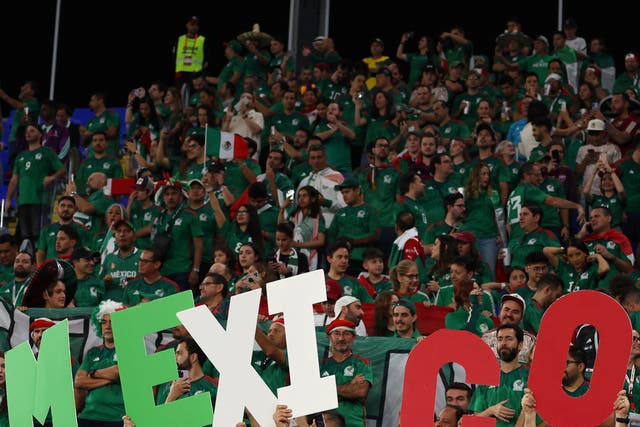 <p>Mexico fans ahead of their match with Poland at the World Cup</p>