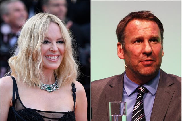 <p>Kylie Minogue and Paul Merson </p>