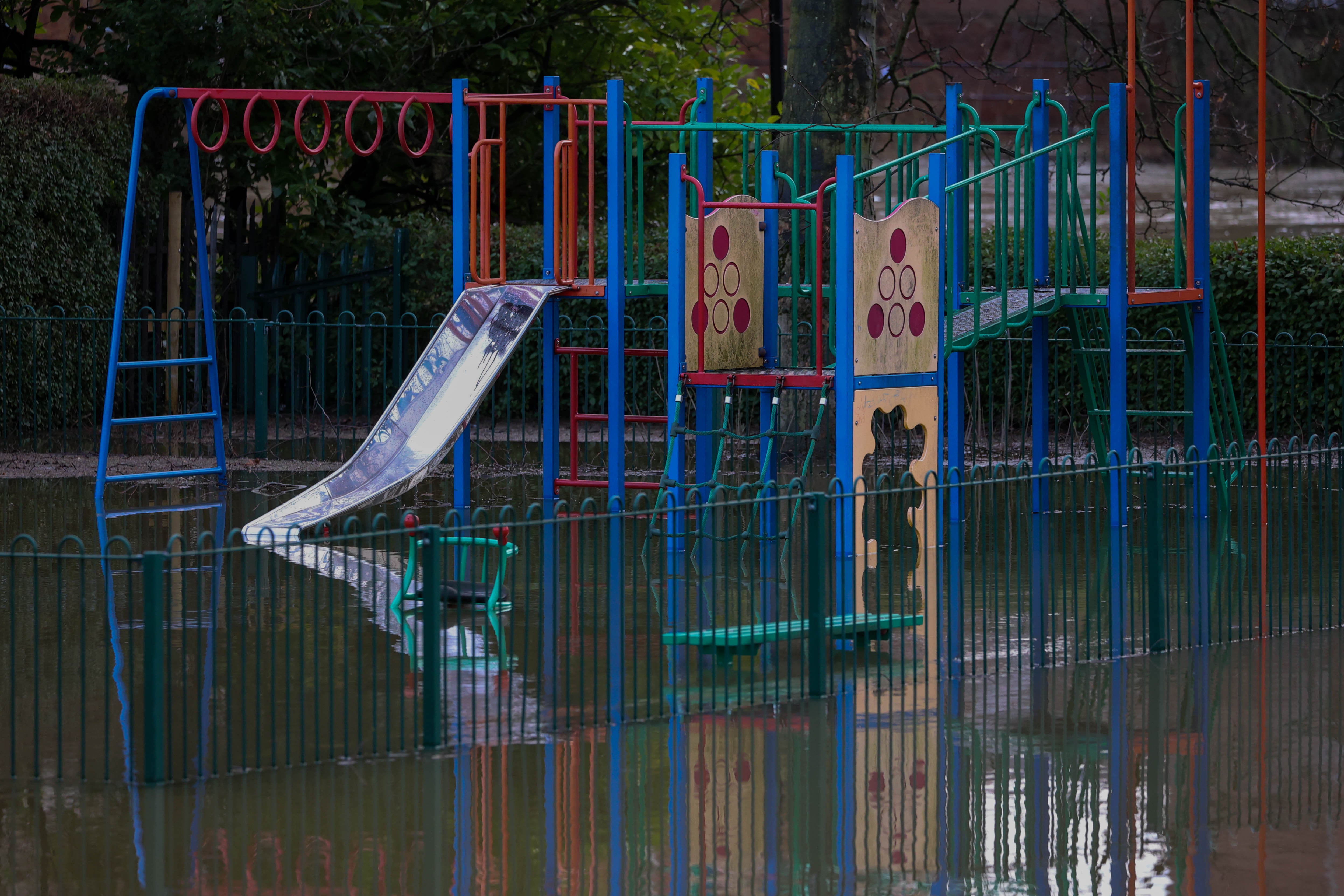 Flooding in Shrewsbury as the River Severn burst its banks due to heavy rain