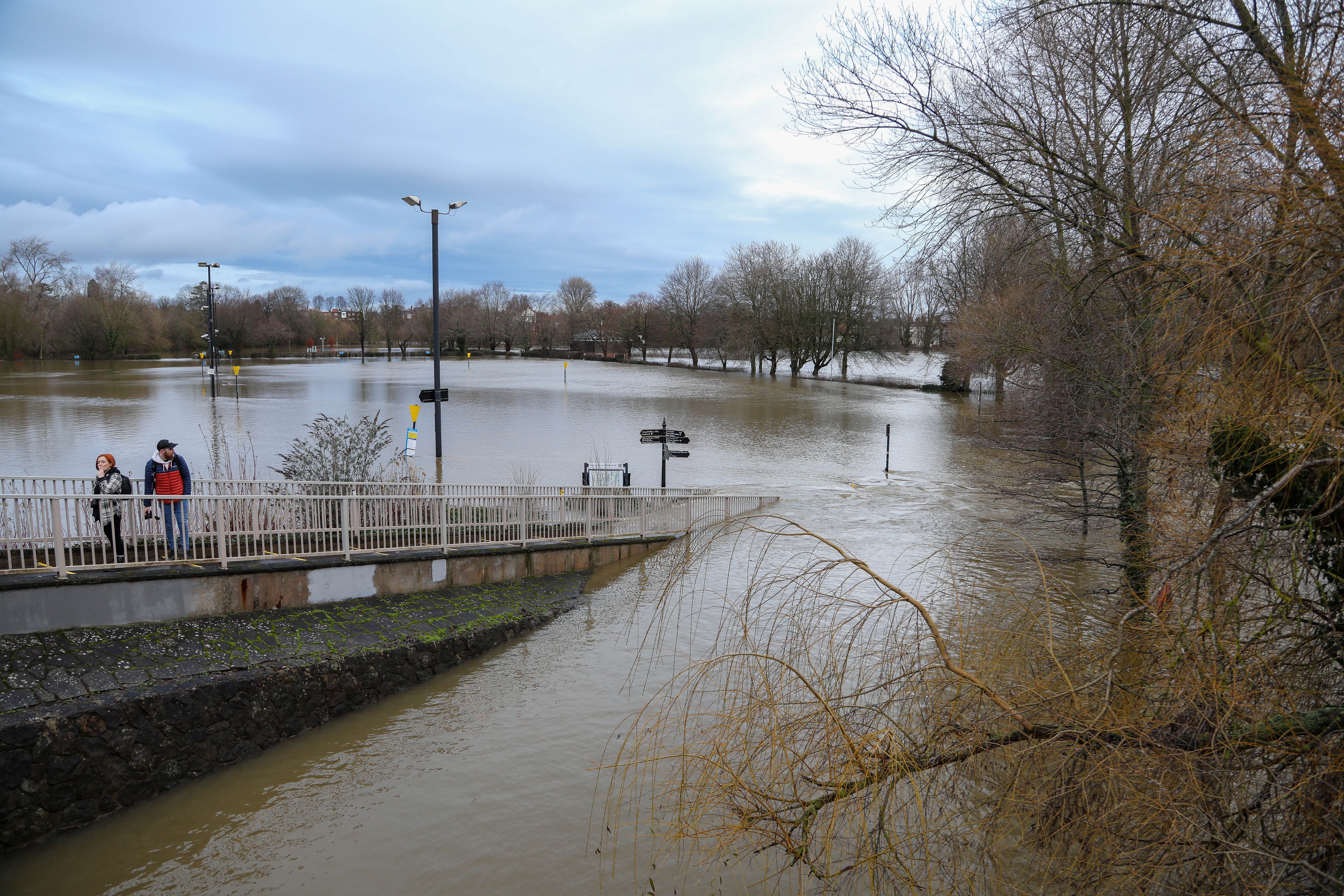 Flooding in Shrewsbury as River Severn burst its banks