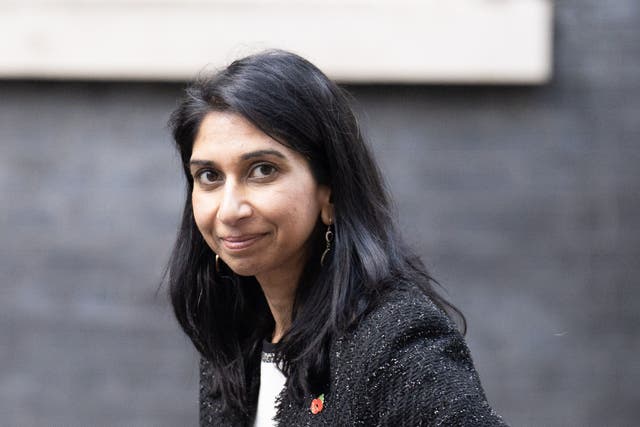 Home Secretary Suella Braverman Suella was confronted by a Holocaust survivor over her language on immigration (James Manning/PA)