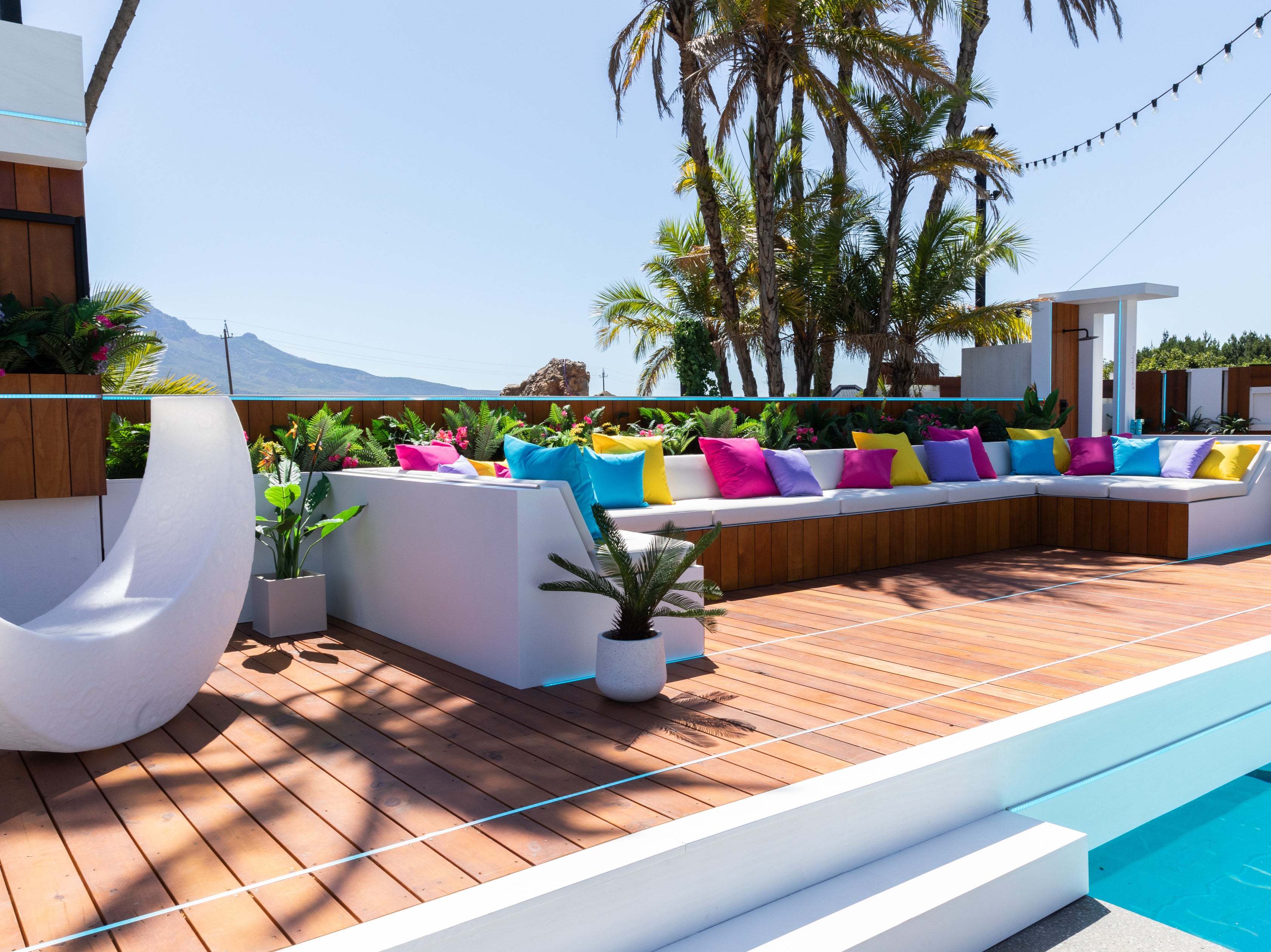 Poolside at the ‘Love Island 2023’ villa