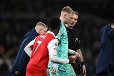 Tottenham fan appears to kick Aaron Ramsdale after Arsenal win north London derby