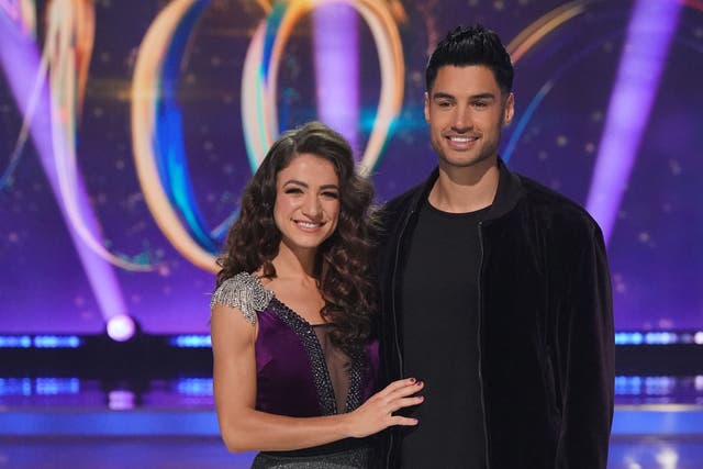 Professional skater Klabera Komini with celebrity partner Siva Kaneswaran, of The Wanted, in the new series of Dancing On Ice (Jonathan Brady/PA)