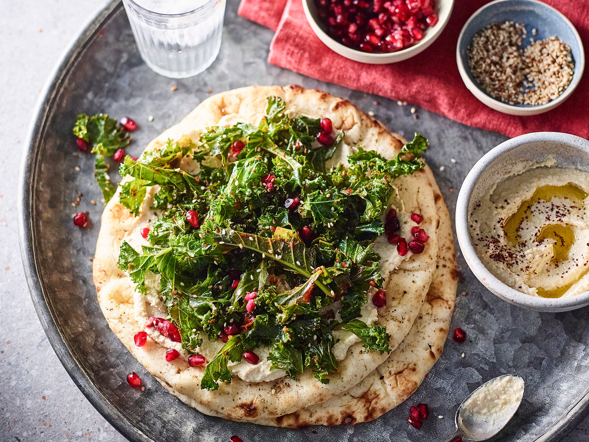 These harissa and kale flatbreads are a tasty alternative to lunchtime sandwiches