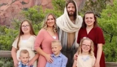 The photo on a GoFundMe page, set up for the victims’ family members, features Michael Haight’s image replaced by an image of Jesus
