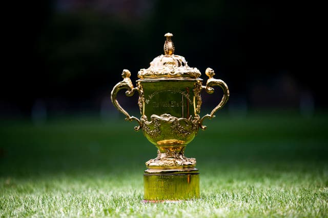 Detail of the Webb Ellis Cup during a photocall at the Rugby School, Warwickshire.