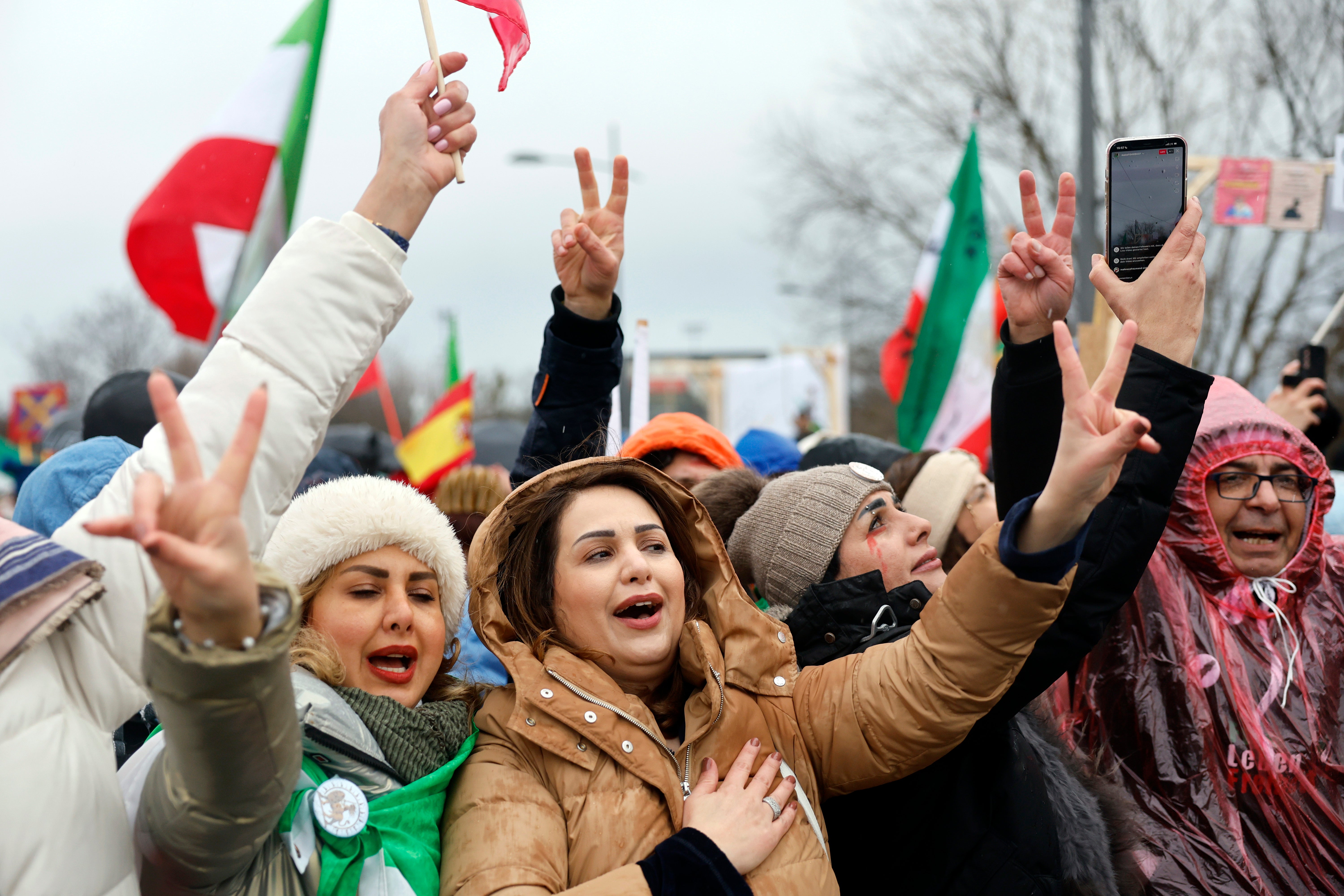 Protests like this one in Strasbourg, France, have taken place in countries all over Europe in solidarity with Iranians