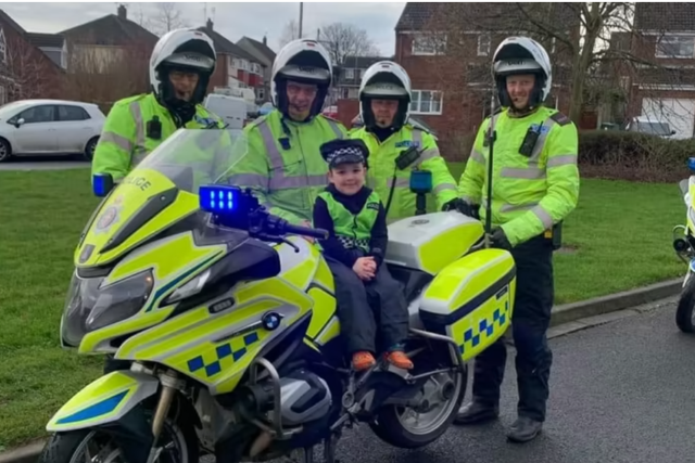 Harry Farrell got to lead Pcs Phil Skevington, Sam Oliver, Ian Calvert and Andy Pickering, on a very special ride (Durham Constabulary/PA)