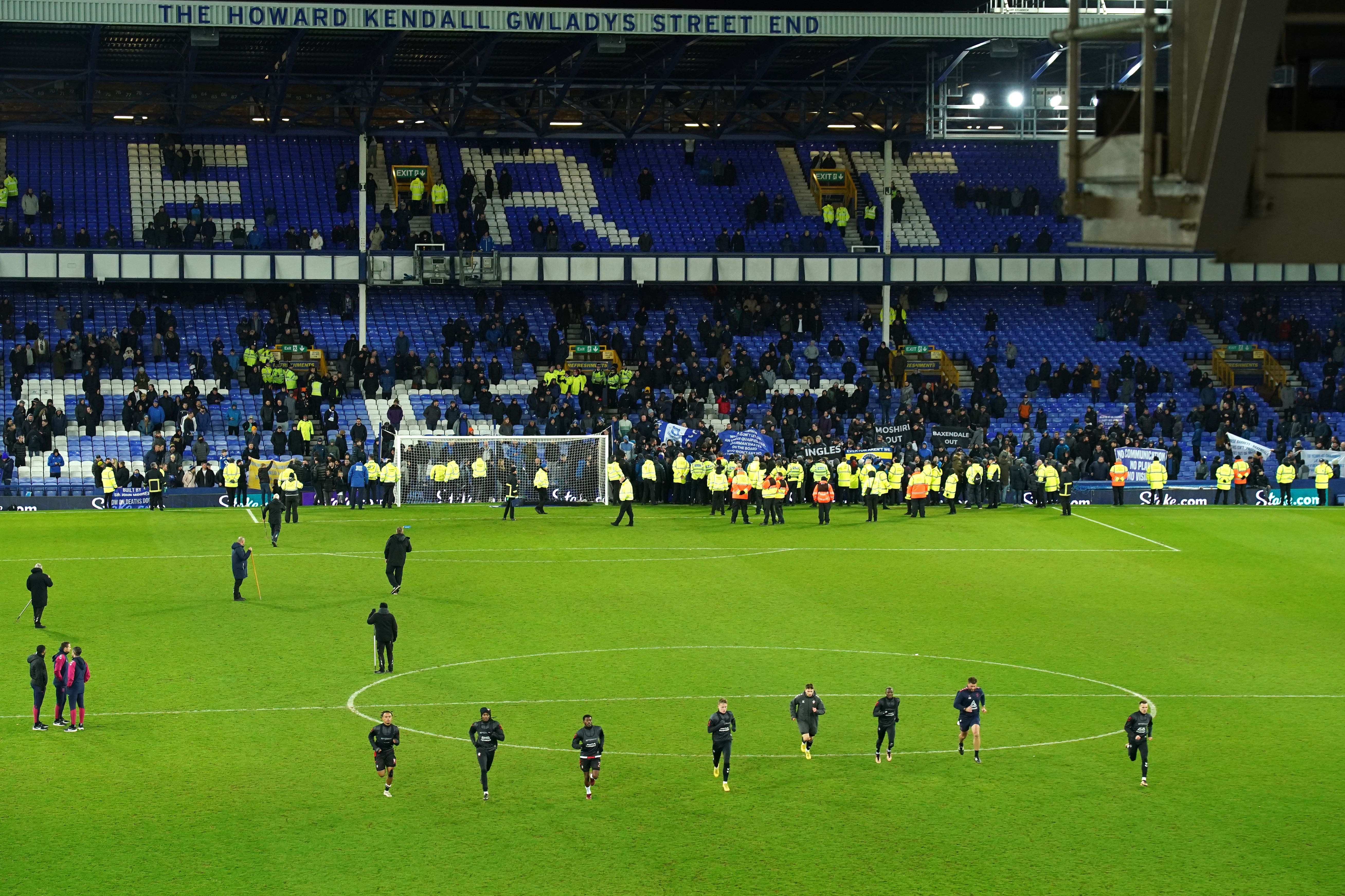 The scenes after the Everton-Southampton match at Goodison Park (Peter Byrne/PA)
