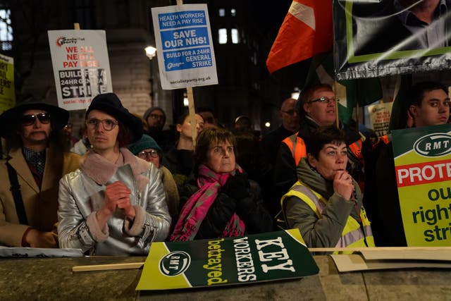 Protesters demonstrated outside Parliament over controversial anti-strike legislation (Kirsty O’Connor/PA)