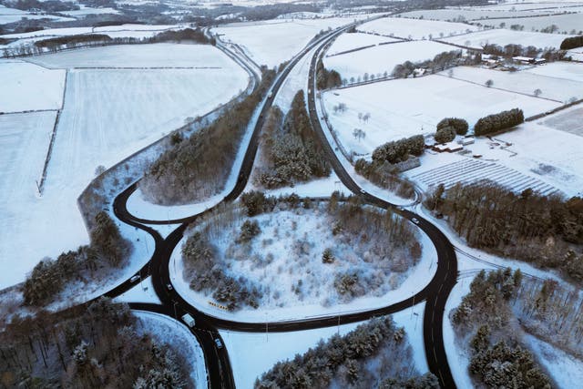 Police are advising people to only travel if ‘absolutely essential’ after freezing weather conditions resulted in dozens of road accidents (PA)