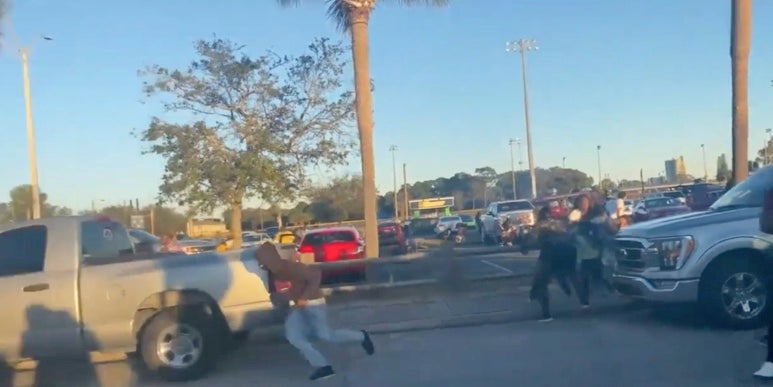 Terrifying footage captures people fleeing from the gunfire