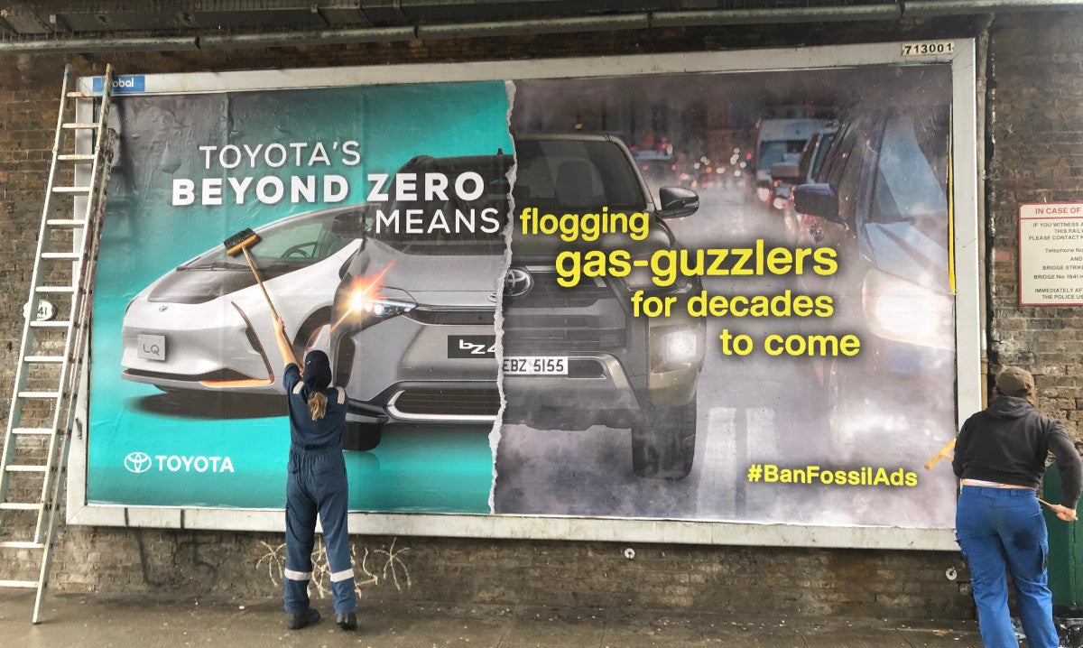 Green protestors ‘hijack’ Toyota billboards across Europe