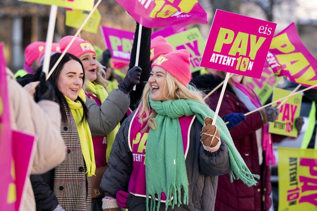 <p>Members of the Educational Institute of Scotland and other teaching unions have been taking strike action in their dispute over pay (PA)</p>