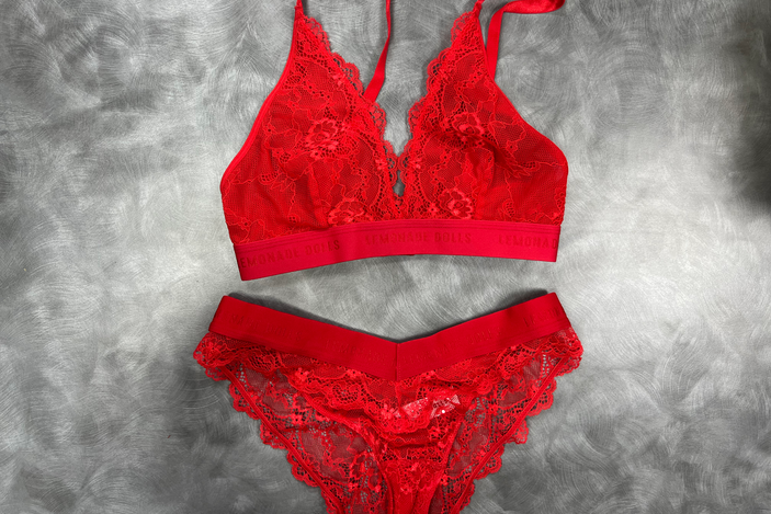 Lemonade Dolls the picot lace fuller cup set red lingerie sets