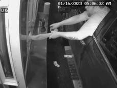 Driver arrested as video shows ‘attempted kidnap’ of bikini-clad barista with zip-ties via drive-through window