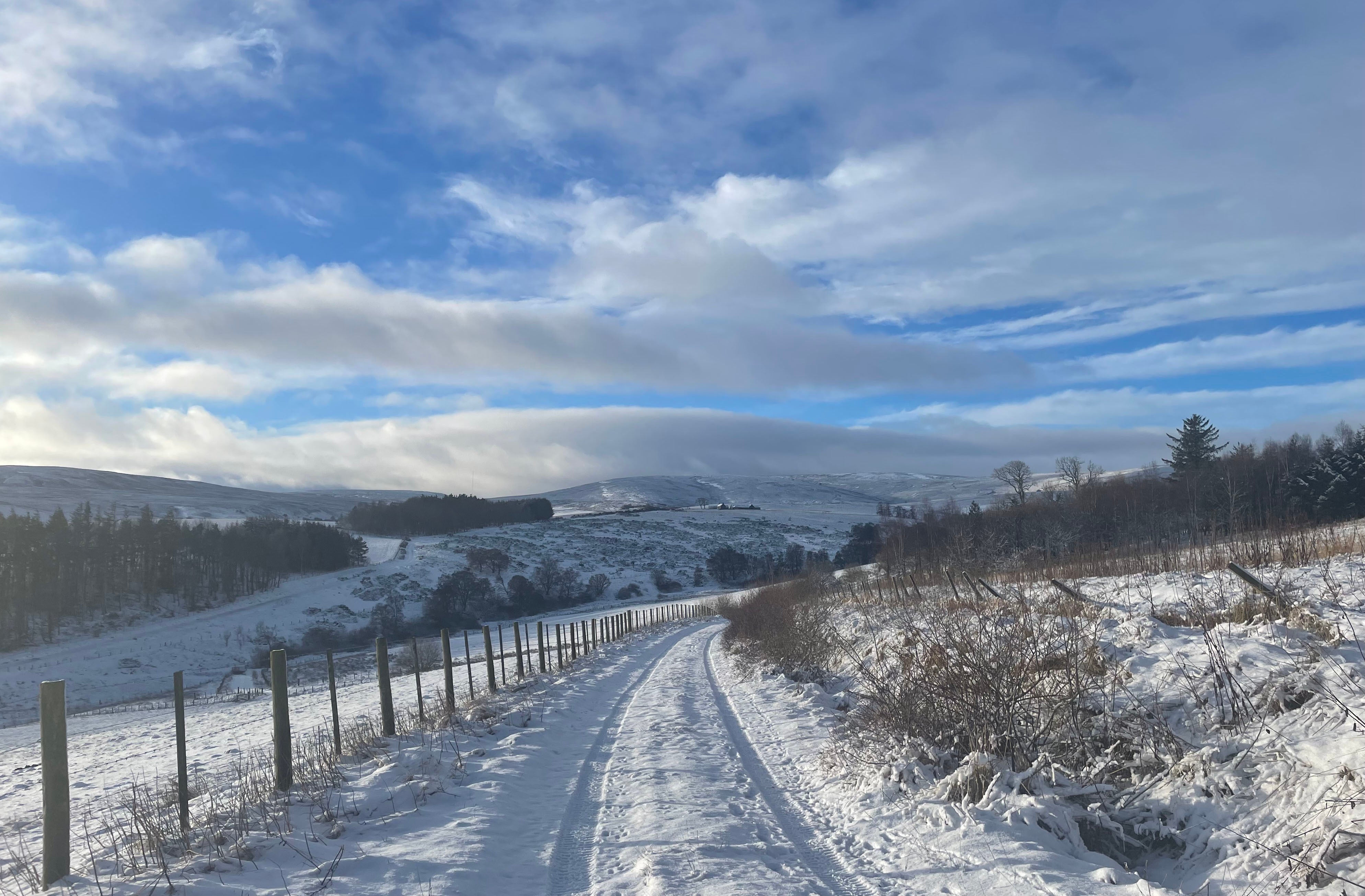 Fresh snow near Huntly, Aberdeenshire on Tuesday
