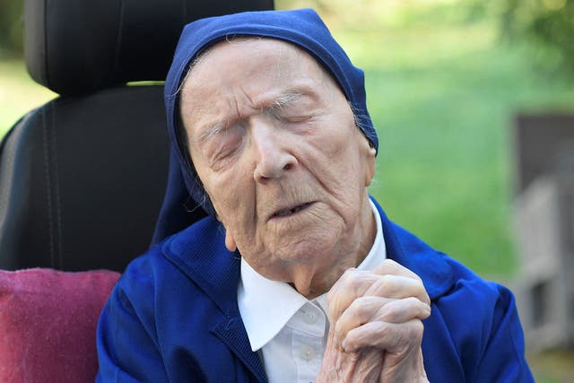 <p>Sister Andre on the eve of her 117th birthday in 2021</p>