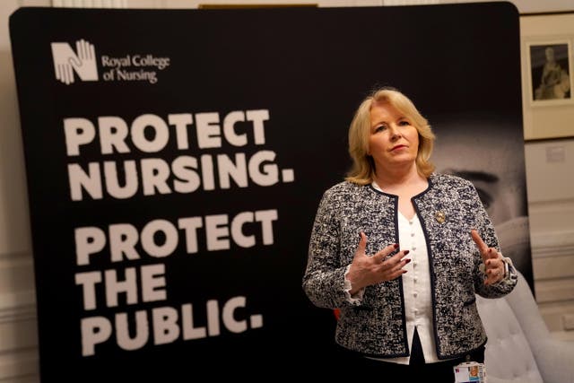 Royal College of Nursing chief executive Pat Cullen has described today’s strike action as a ‘modest escalation’ (Kirsty O’Connor/PA)