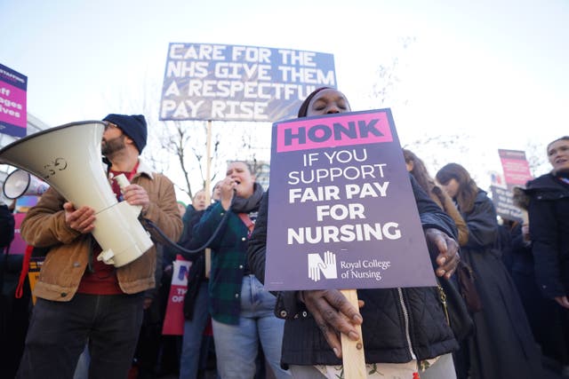 Members of the Royal College of Nursing on the picket line last December (James Manning/PA)