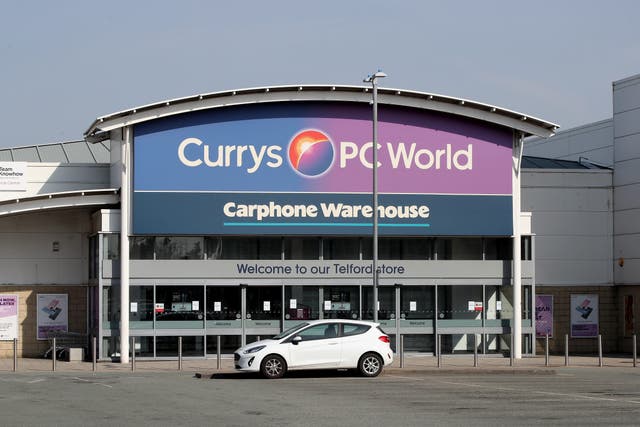 Physical shops outperformed online sales, Currys said (Nick Potts/PA)