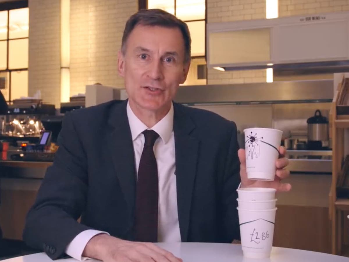 Jeremy Hunt mocked over video using coffee cups to explain inflation