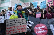 Nurses strike – live: NHS staff to march on No 10 as Starmer hits out at Tories’ ‘lethal chaos’