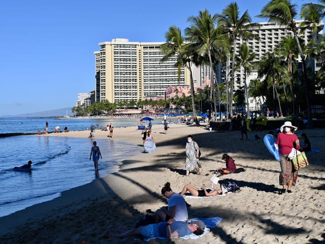 <p>Waikiki Beach in Honolulu, Hawaii, early February 20, 2022</p>