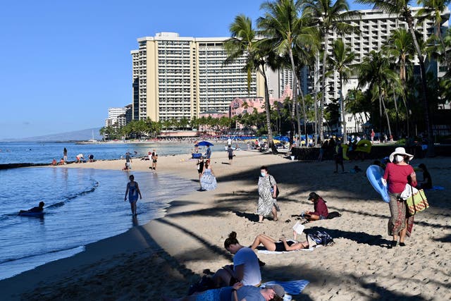 <p>Waikiki Beach in Honolulu, Hawaii, early February 20, 2022</p>