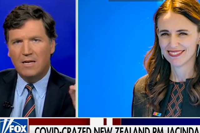 <p>Tucker Carlson has dubbed Jacinda Ardern ‘lady with the big teeth’ and a ‘Chinese puppet’ </p>