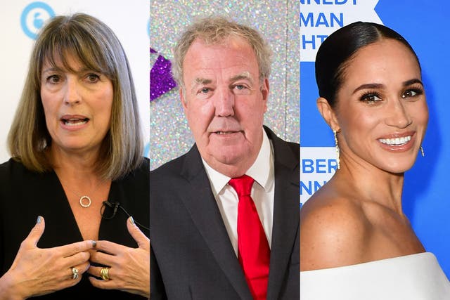 <p>ITV’s chief executive Carolyn McCall, Jeremy Clarkson and Meghan Markle</p>